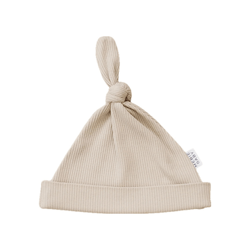 Organic Ribbed Newborn Knot Hat, Oatmeal