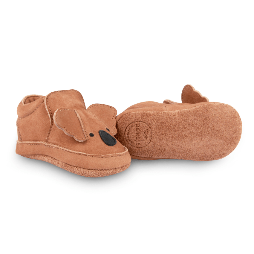 Arty Leather Baby Shoe, Truffle Koala