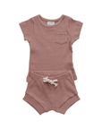 Organic Ribbed Short Set, Dusty Rose