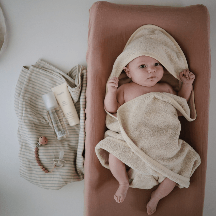 Organic Cotton Baby Hooded Towel, Fog